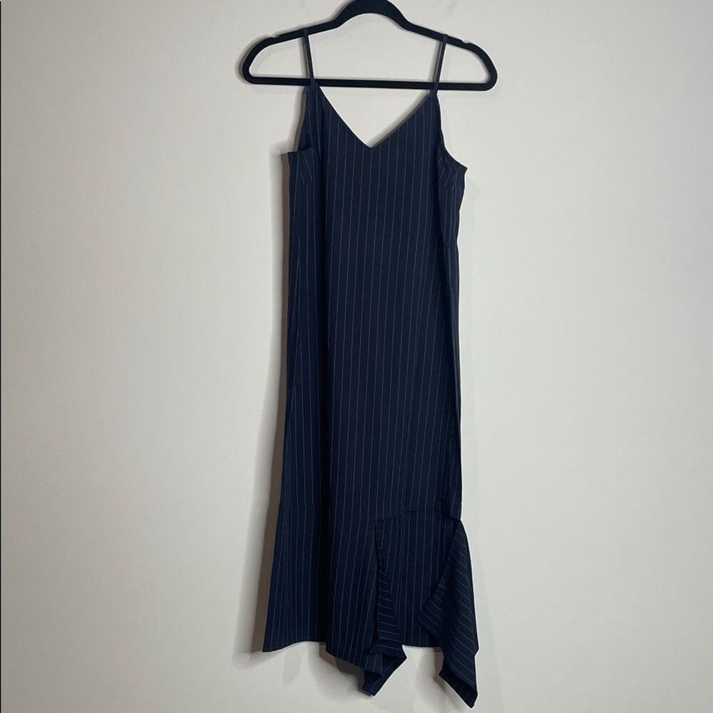 GREY LAB Navy Asymmetrical Striped Dress Size Medium NWT